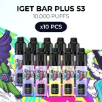 10 PCS - IGET BAR PLUS S3 10000 PUFFS