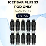 10 PCS - IGET Bar Plus S3 Pod Only 10000 Puffs