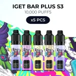 5 PCS - IGET BAR PLUS S3 10000 PUFFS