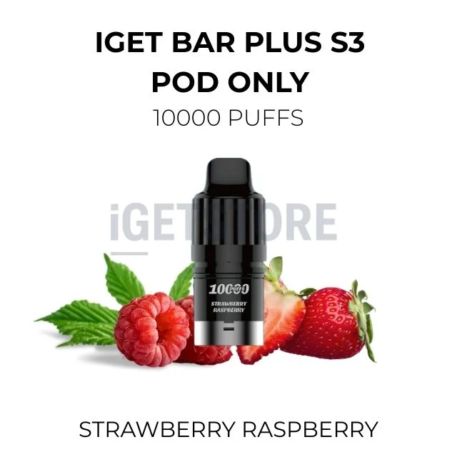 Iget bar plus s3 pod only 10000 puffs strawberry raspberry